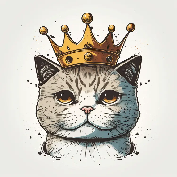 Majestic Cat with Crown Illustration