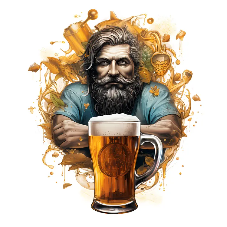 Bearded Man Enjoying a Beer
