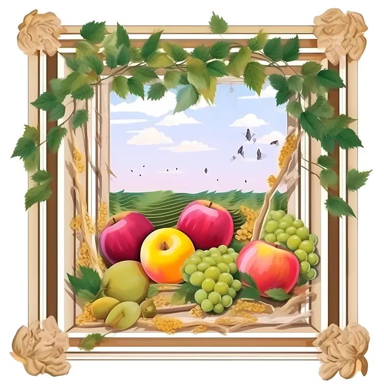 Colorful Fruits in a Nature Frame