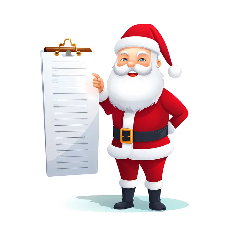 Santa Claus Pointing at a List