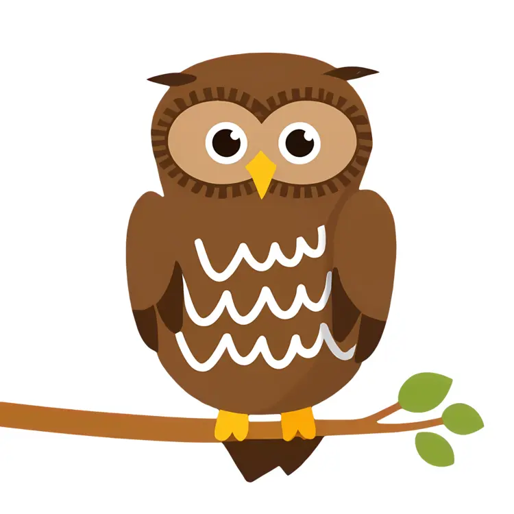 Cartoon Owl on Branch