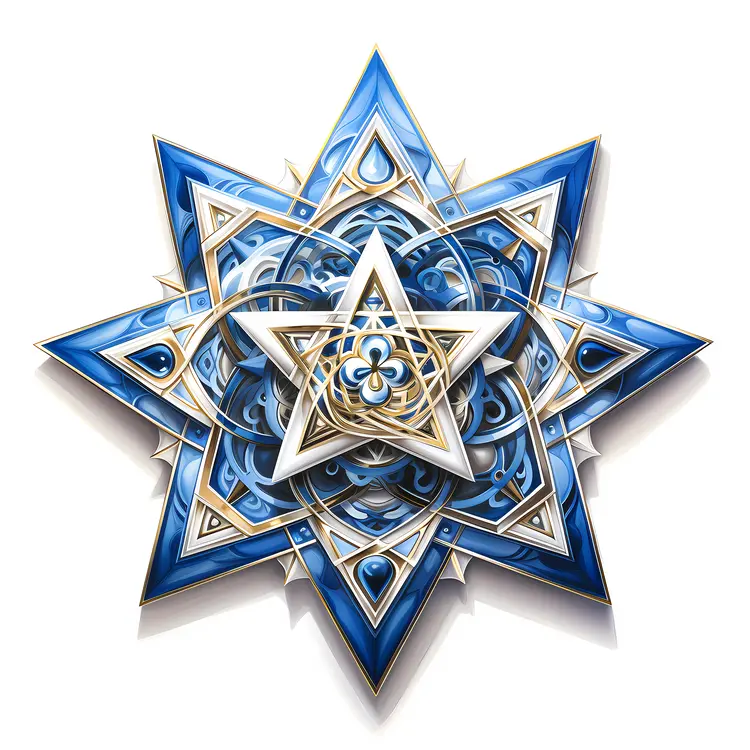 Intricate Blue Star with Ornate Design