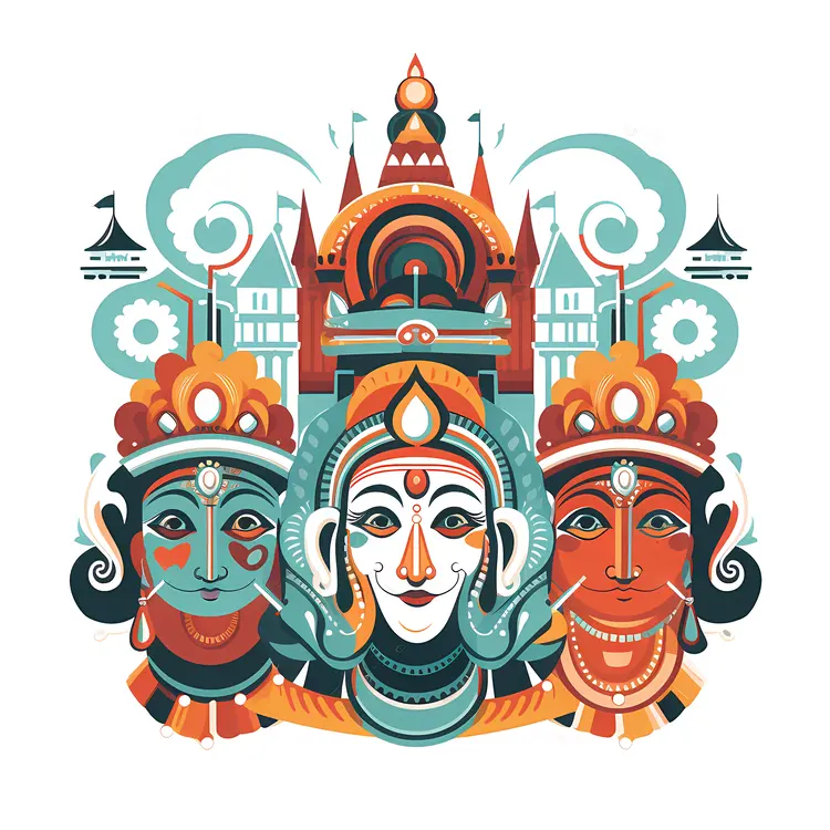 Decorated Masks in Cultural Festival