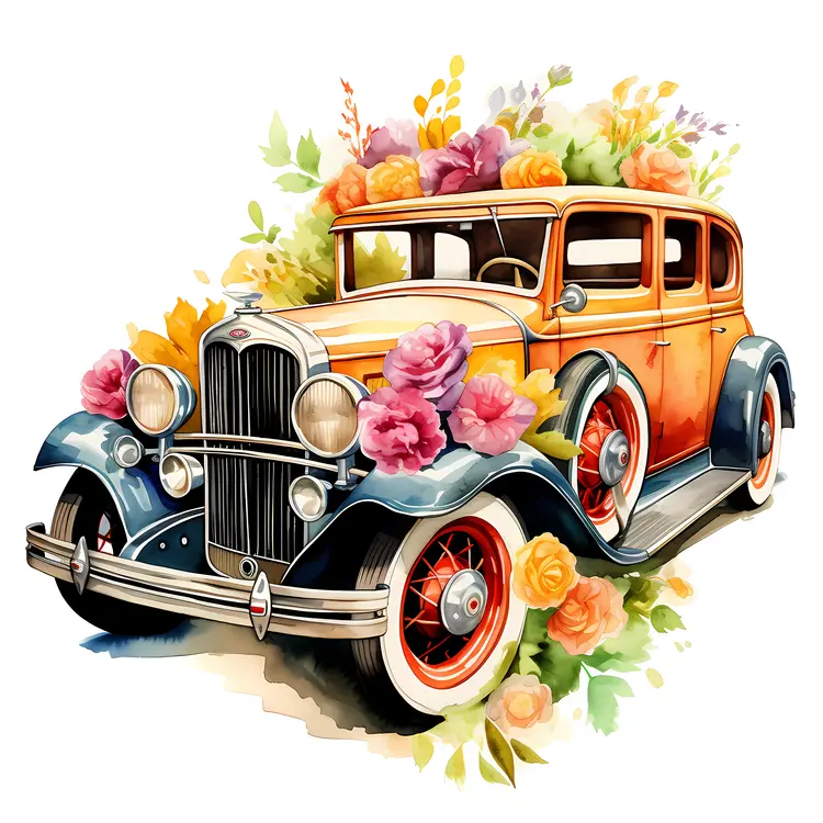 Beautiful Vintage Car with Floral Decorations