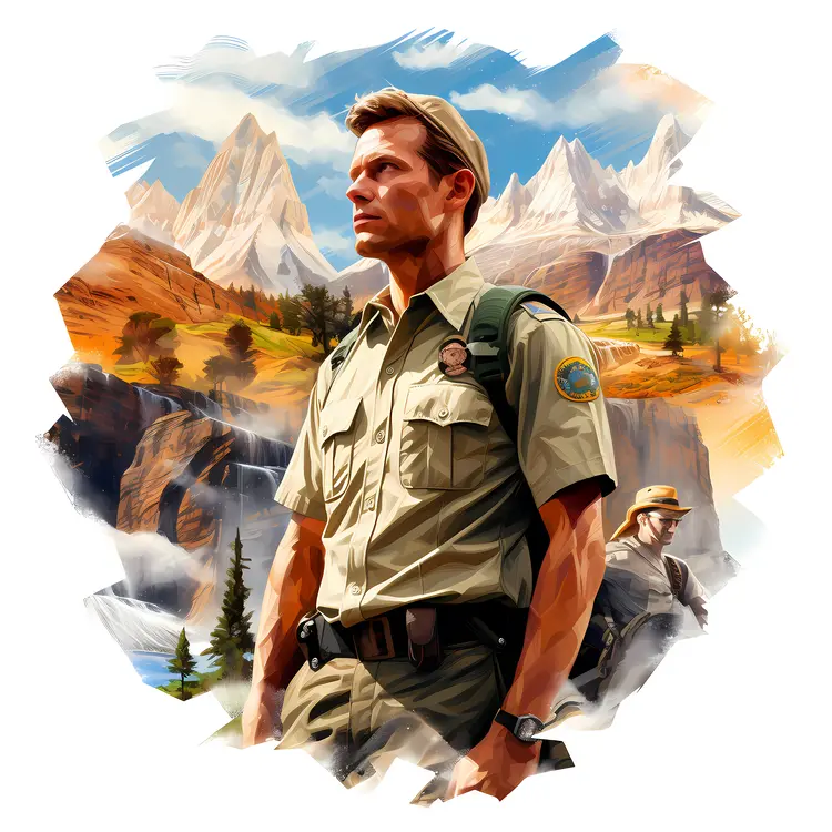 Park Ranger in Mountain Landscape