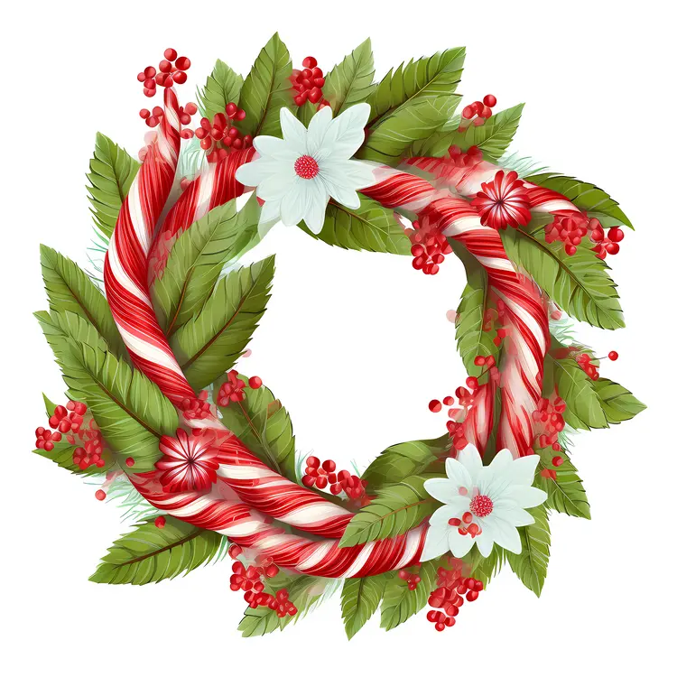 Peppermint Candy Wreath with Flowers