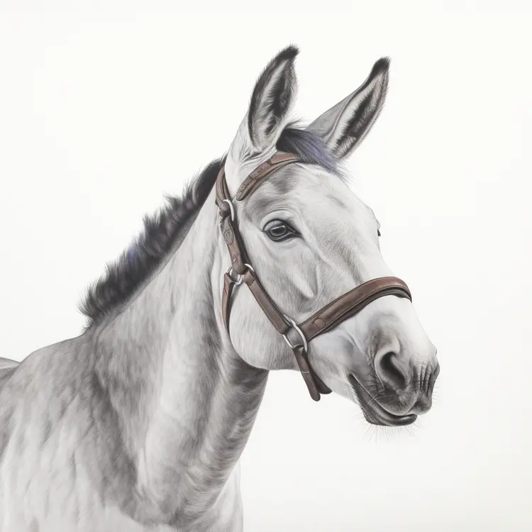 Realistic Drawing of a Donkey with Harness