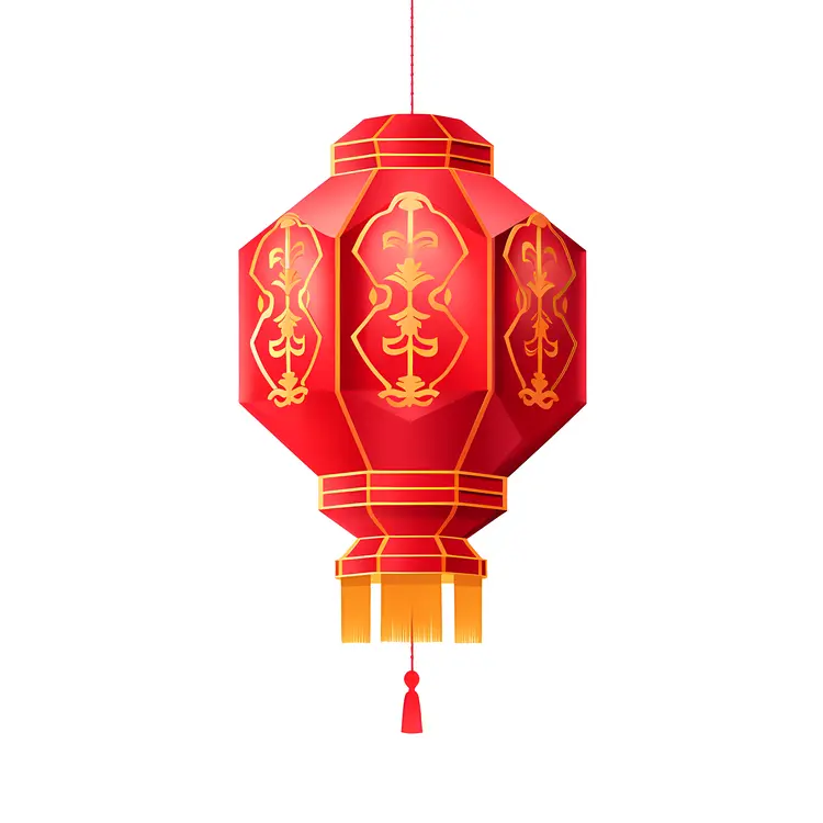 Red Lantern with Gold Patterns