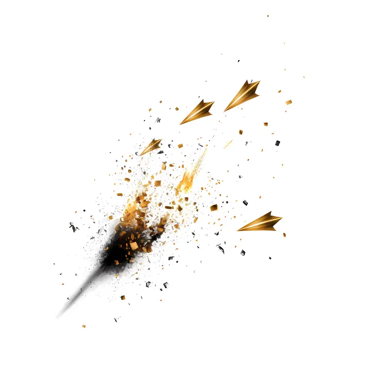 Golden Shooting Star with Black Background