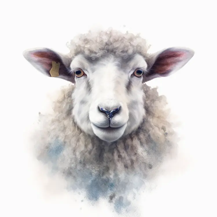 Fluffy White Sheep Portrait