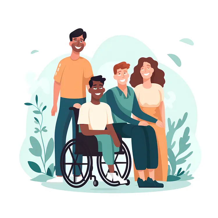 Diverse Group of Friends with Wheelchair