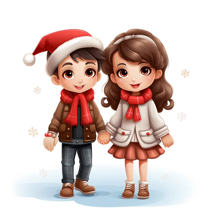 Couple in Winter Clothes Holding Hands