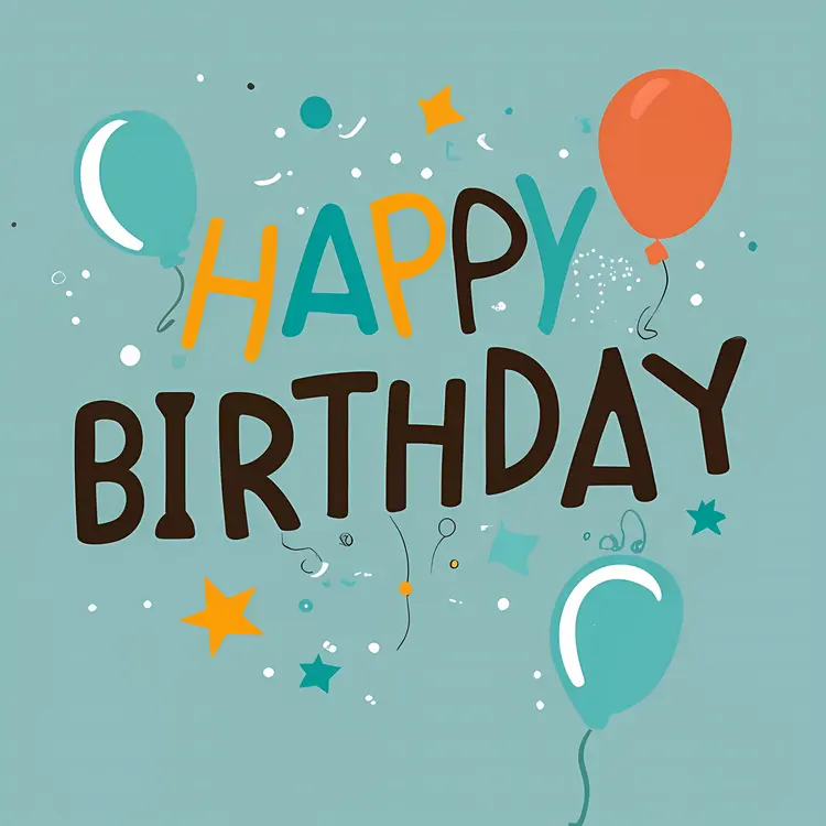 Balloons and Happy Birthday Text