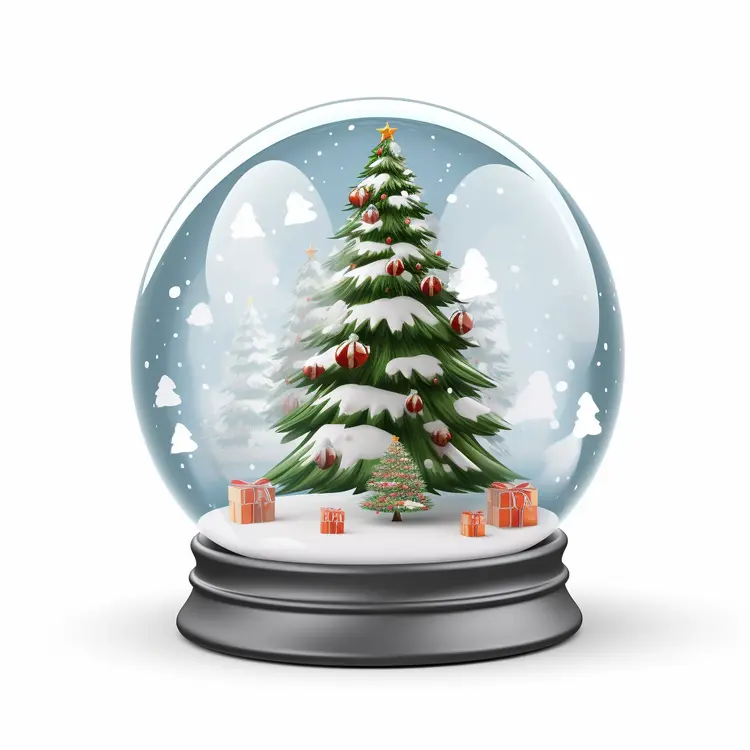 Christmas Tree Snow Globe with Gifts