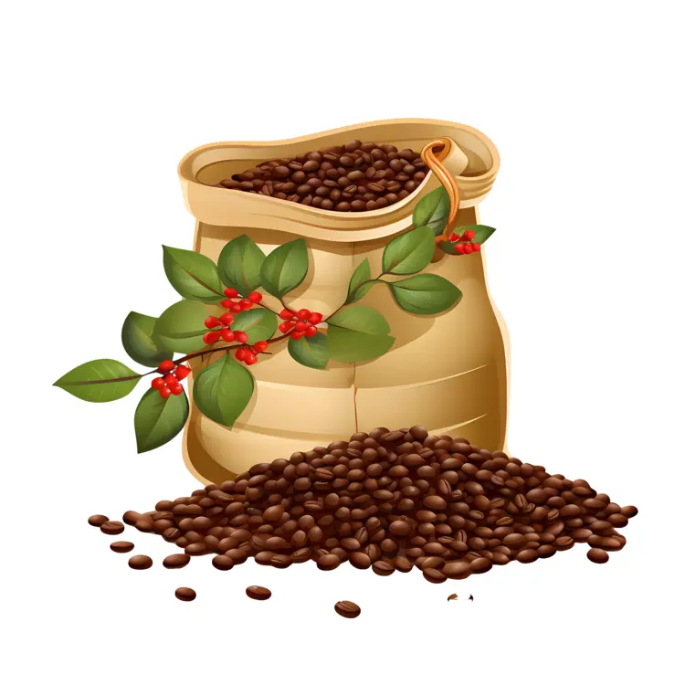 Coffee Beans with Bag and Branch