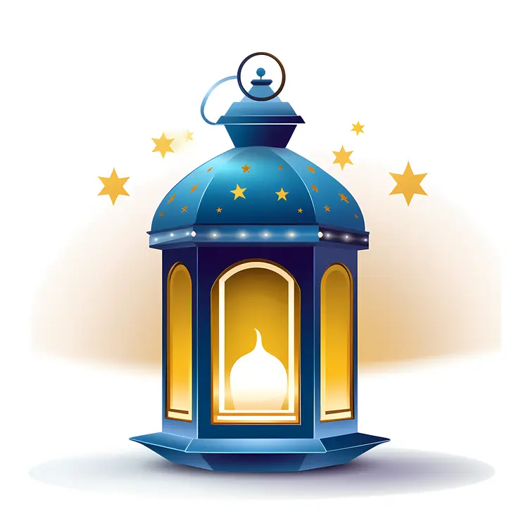 Blue Lantern with Yellow Light