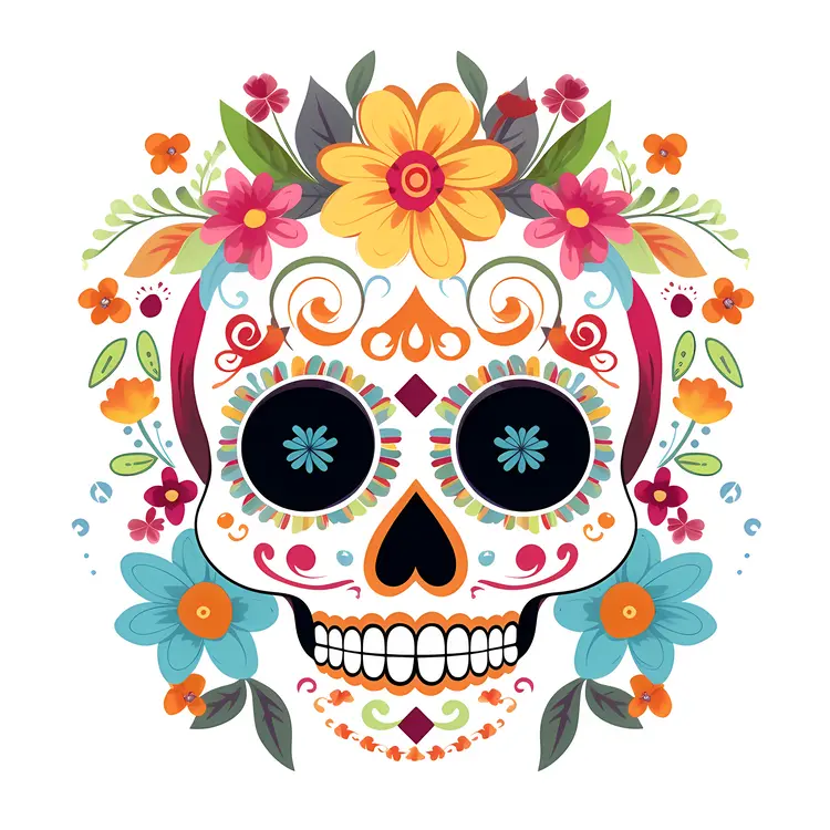 Colorful Sugar Skull for Day of the Dead Celebration