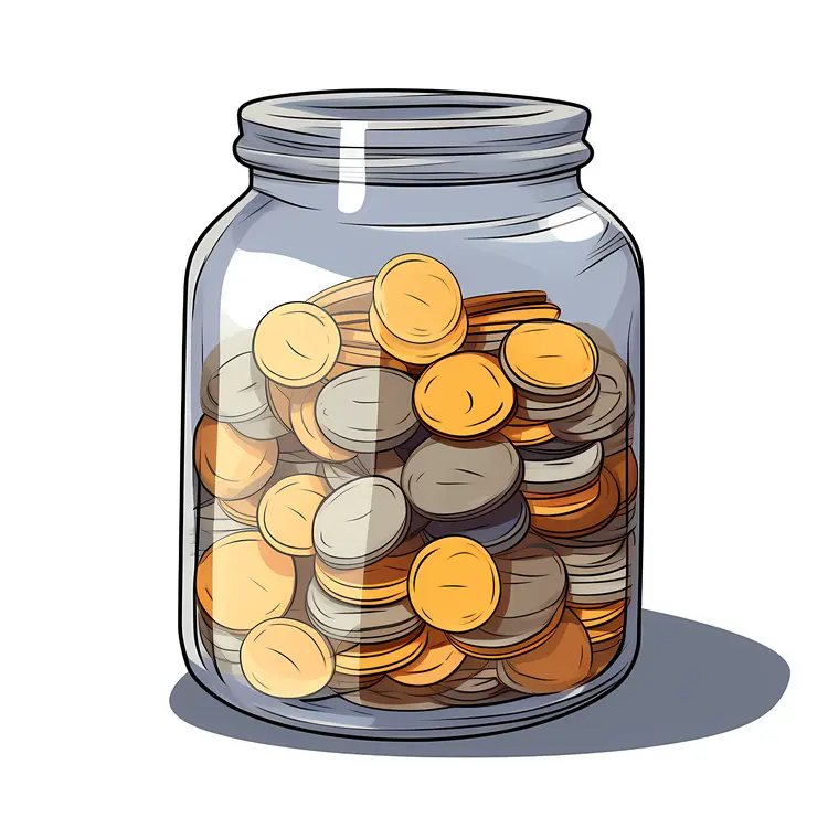 Coin Jar Filled with Savings