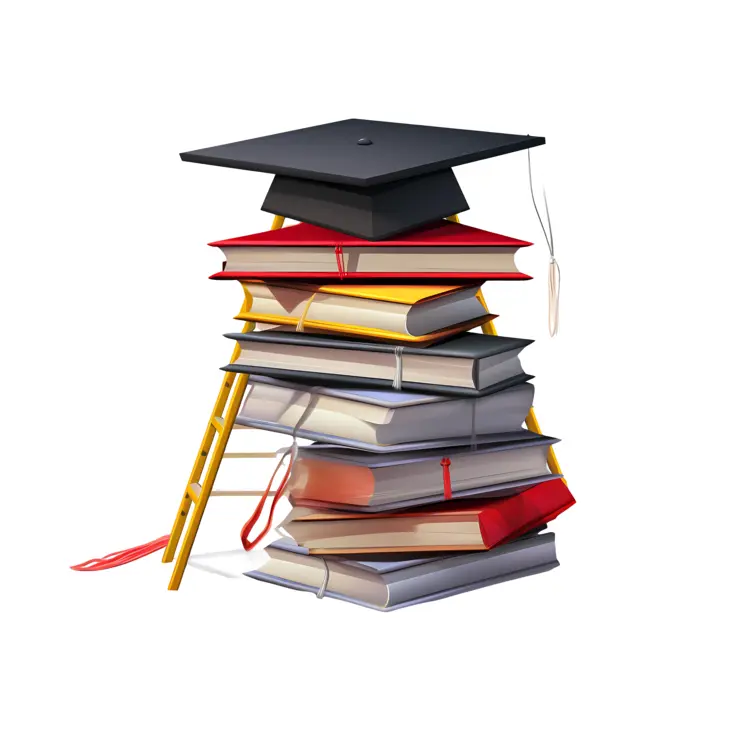 Graduation Cap and Books Illustration
