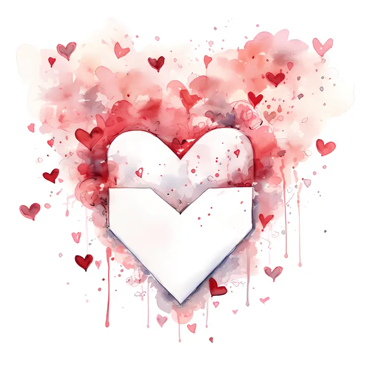 Watercolor Heart with Love