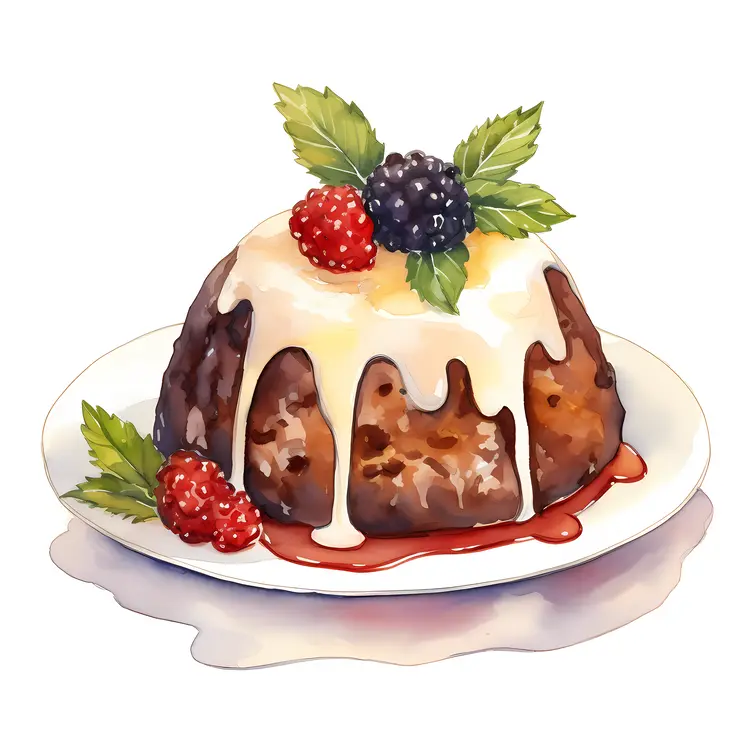 Delicious Pudding with Berries and Cream