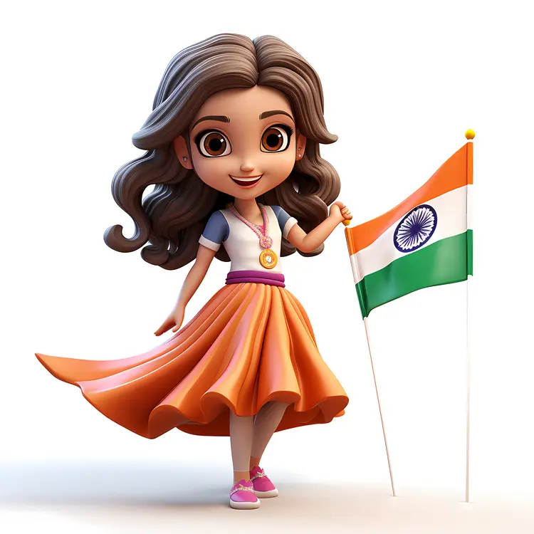 Patriotic Girl with Indian Flag