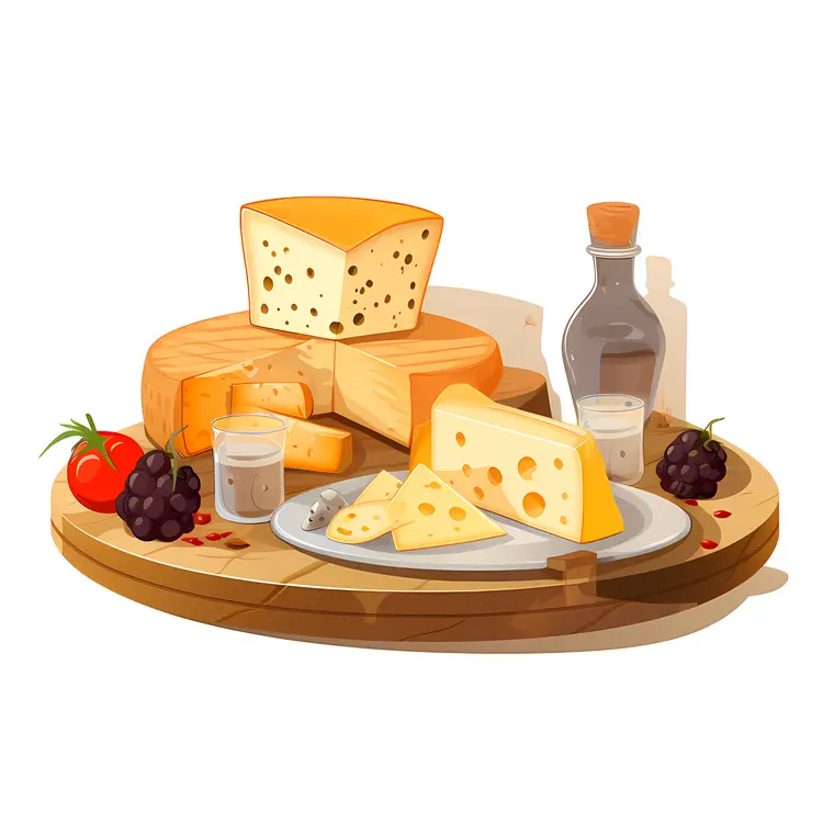 Cheese Board with Grapes and Wine