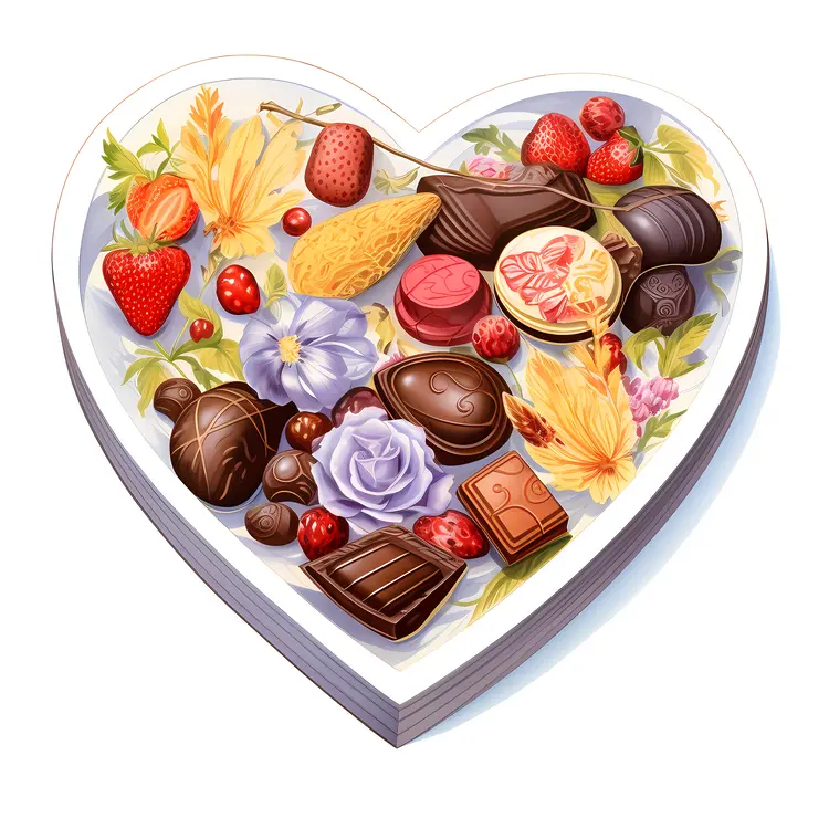 Heart-shaped Chocolate Box with Assorted Sweets for Valentine's Day
