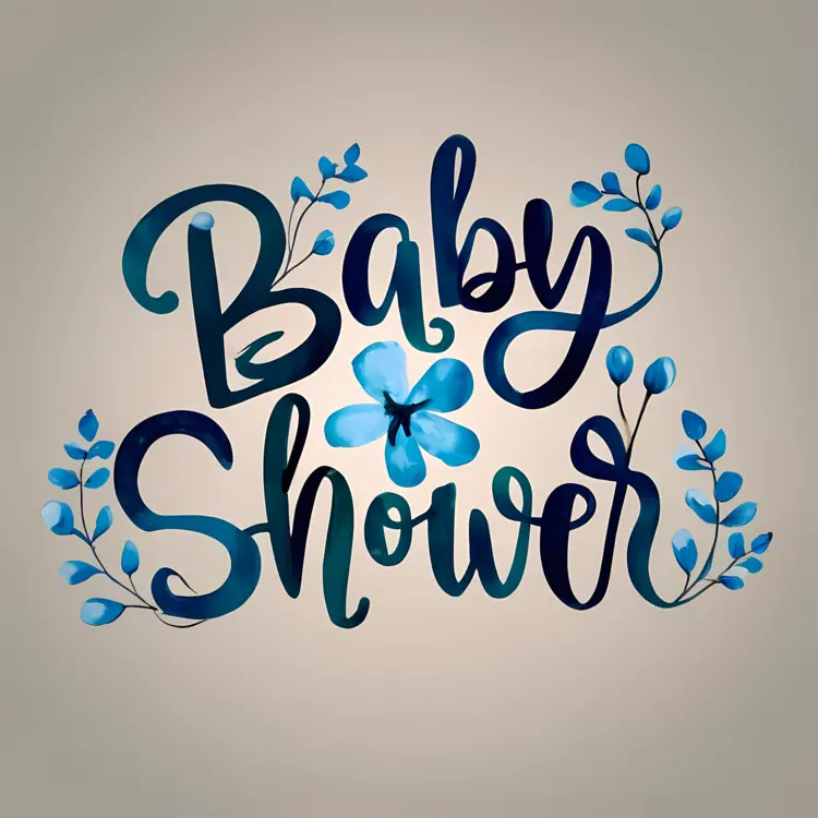 Baby Shower with Blue Floral Design