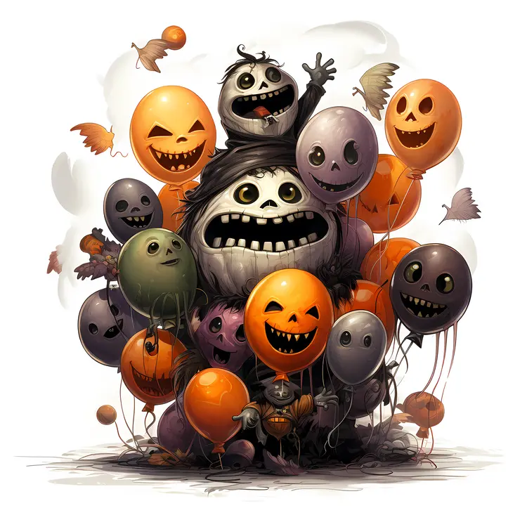 Halloween Balloons with Spooky Faces
