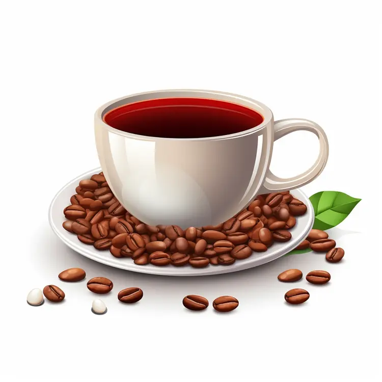 White Coffee Cup with Coffee Beans