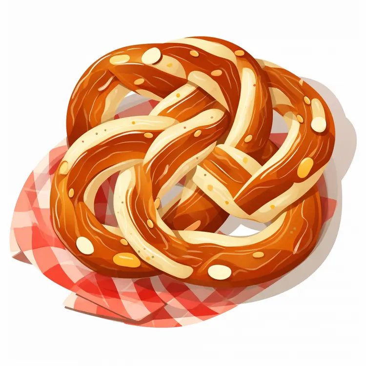 Delicious Pretzel on Checkered Cloth