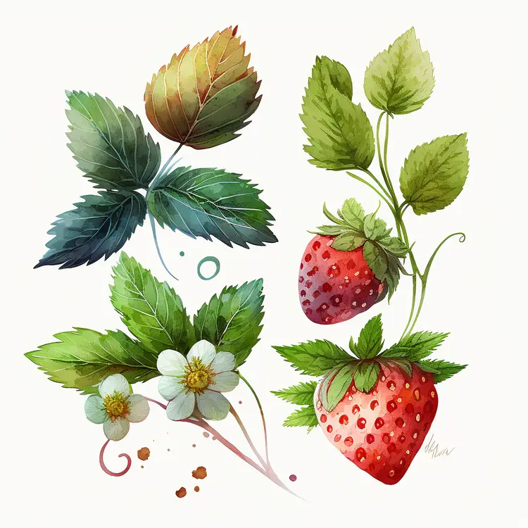 Beautiful Strawberry Plant Illustration