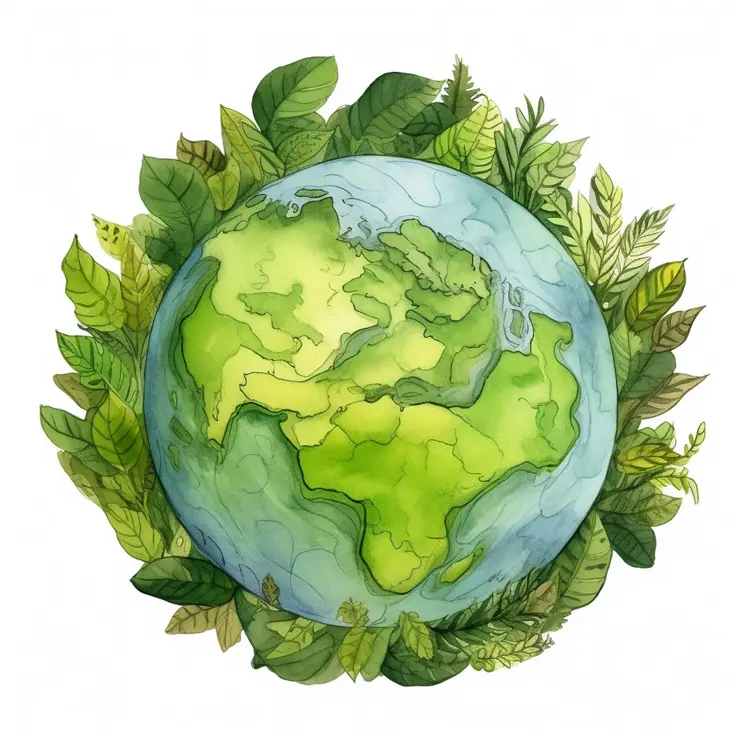 Earth with Green Leaves