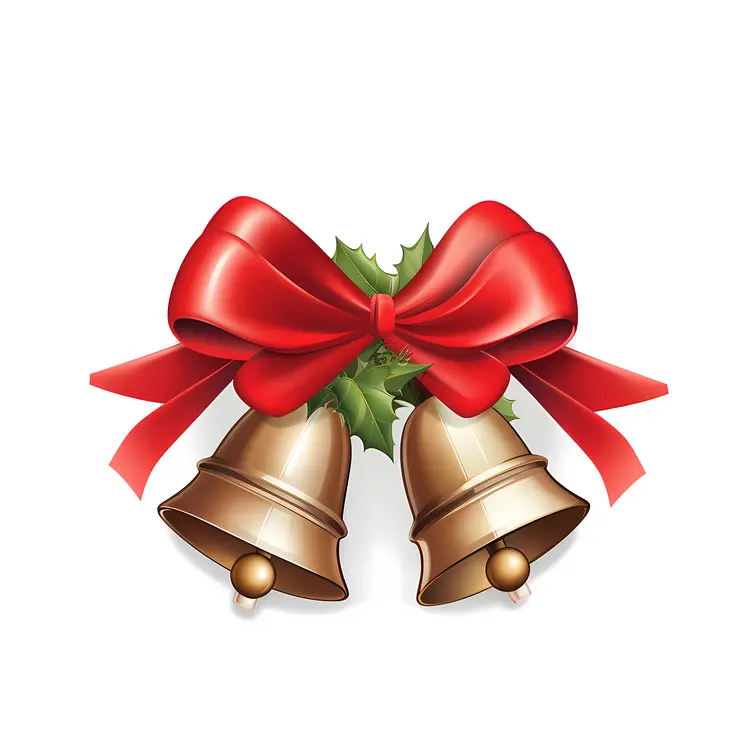 Festive Christmas Bells with Red Ribbon