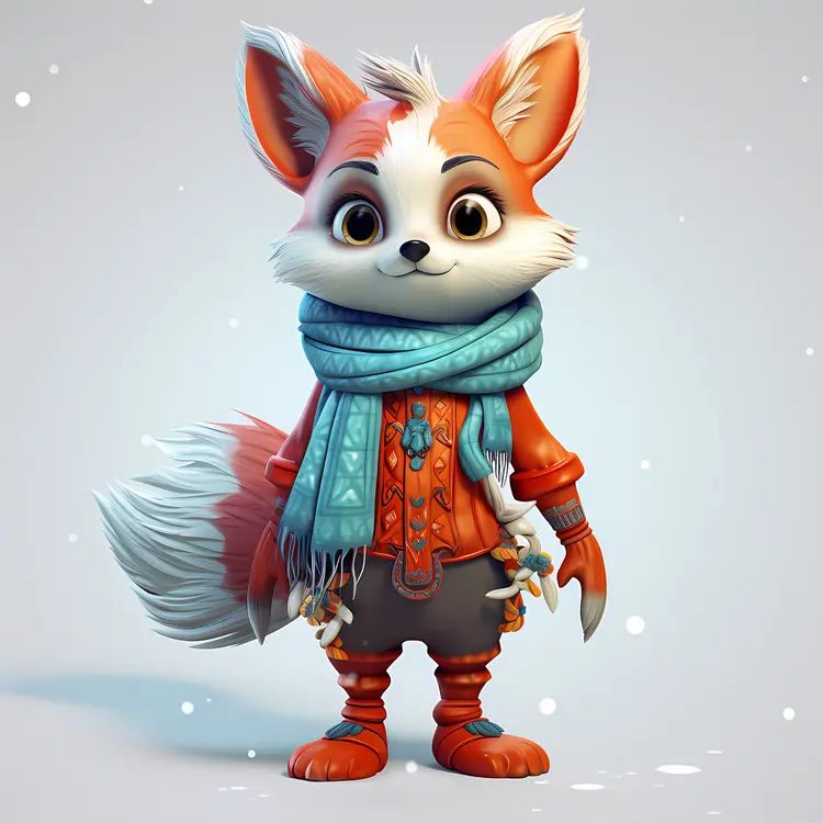 Cute Fox in Winter Scarf