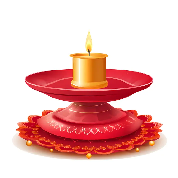 Red Candle Holder with Flame
