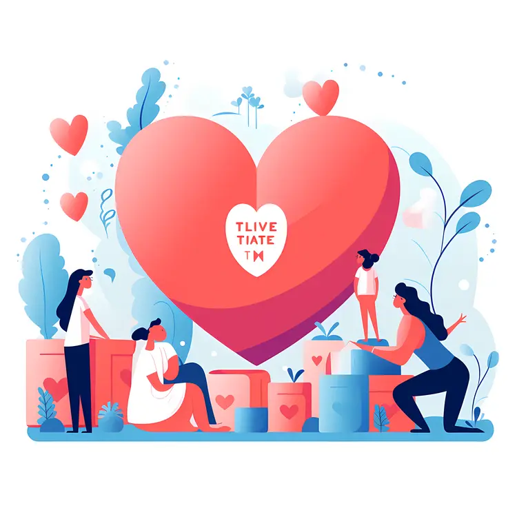 People with a Giant Heart Symbol