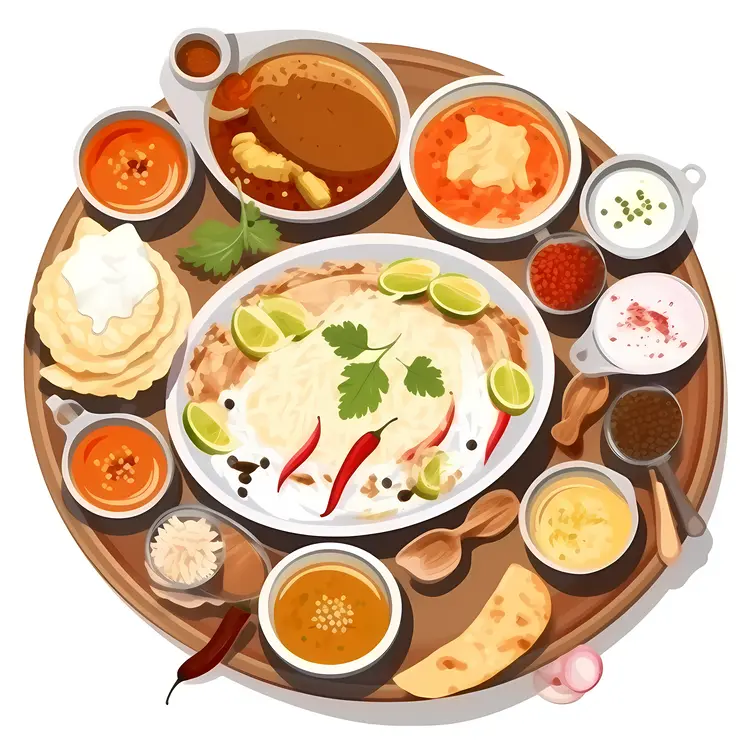 Sumptuous Indian Thali with Assorted Dishes