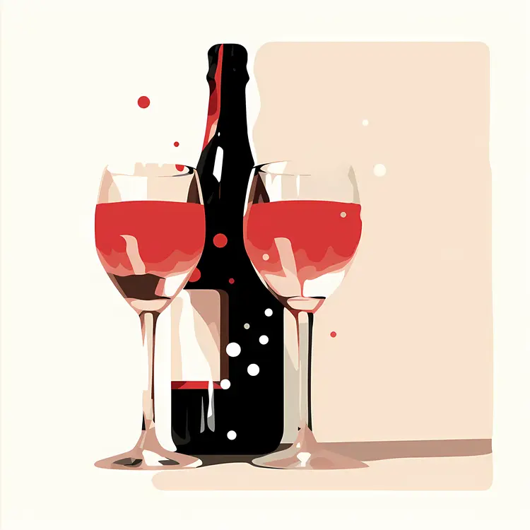 Elegant Wine Bottle and Glasses Illustration