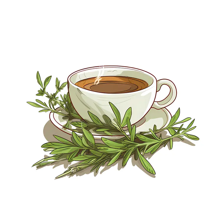 Herbal Tea in a Cup with Fresh Herbs