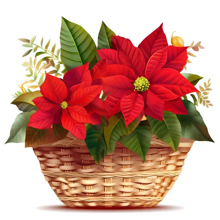 Red Poinsettia in a Basket