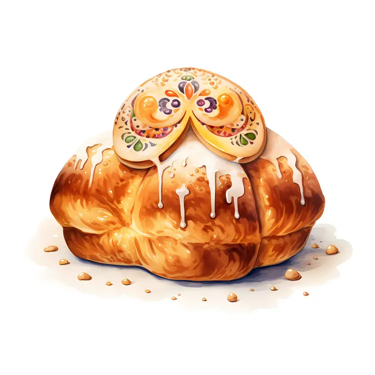 Golden Decorated Bread with Intricate Patterns