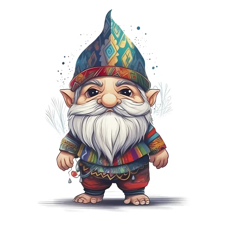 Cute Gnome with Colorful Hat and Clothes