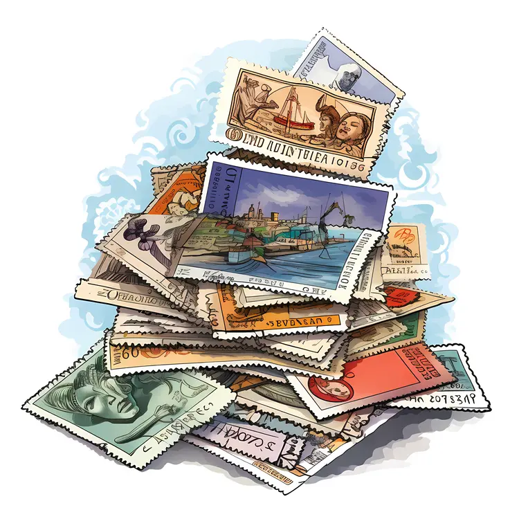 Pile of Vintage Stamps