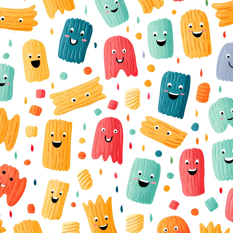 Colorful Cartoon Pasta Pattern