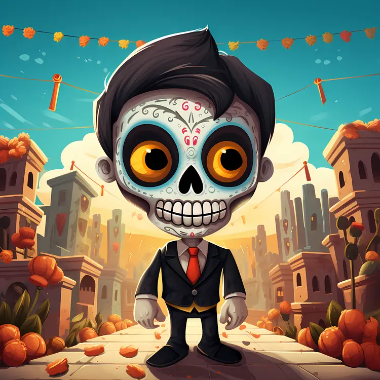 Skeleton in Suit for Day of the Dead