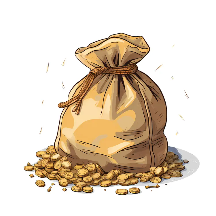 Beige Bag of Gold Coins
