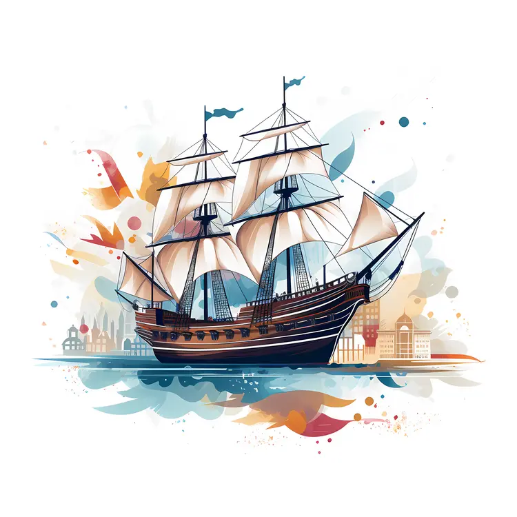 Classic Sailing Ship on the Sea