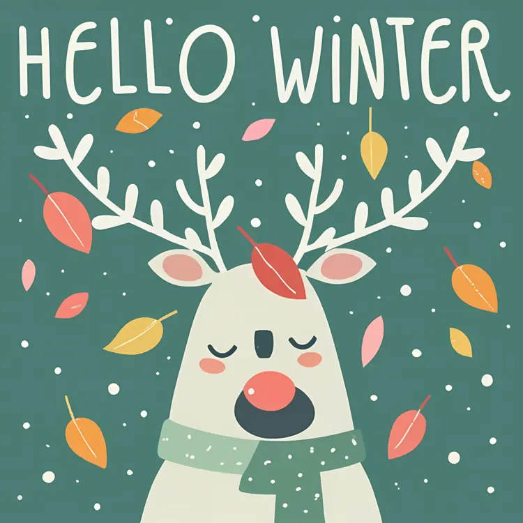 Cute Deer Saying Hello Winter